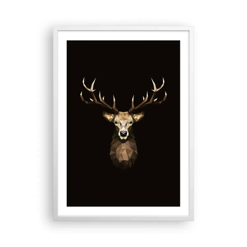 Plakat i hvid ramme - Kubistisk hjort - 50x70 cm
