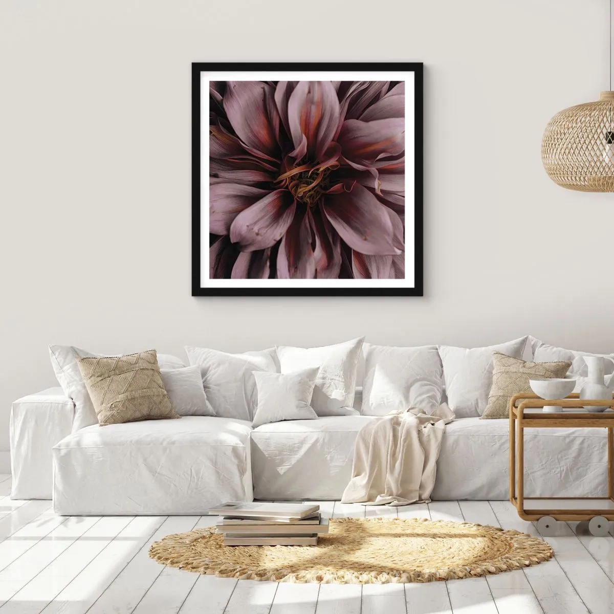 Plakat i sort ramme - Blomstret hjerte - 30x30 cm