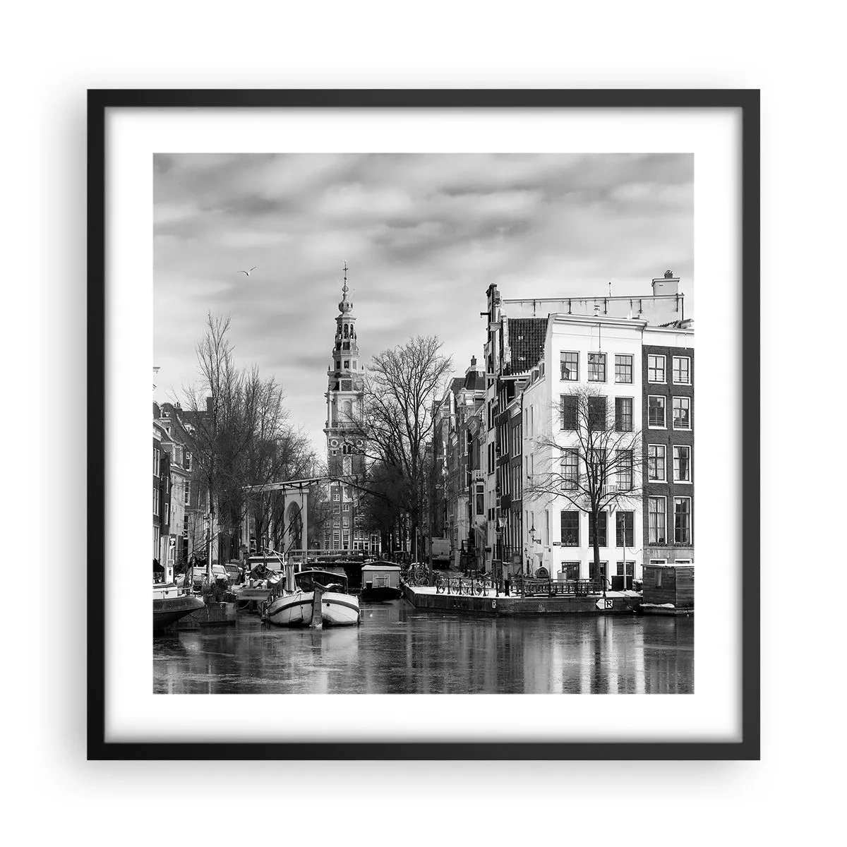 Plakat i sort ramme - Amsterdam stemning - 50x50 cm