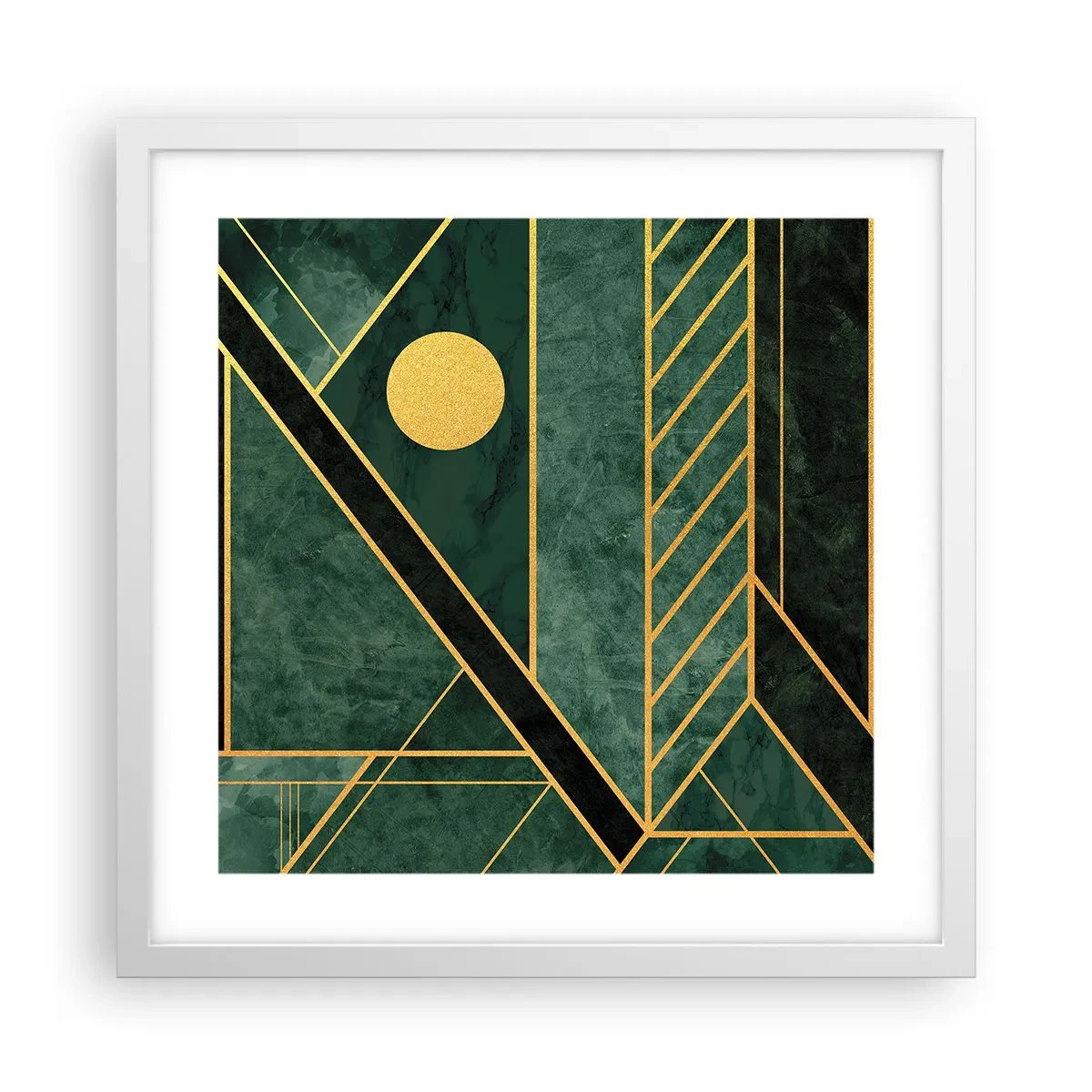 Plakat i hvid ramme - Dynamikken i guld og azurblå - 40x40 cm