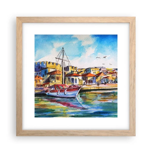 Plakat i ramme af lyst egetræ - Regnbue eftermiddag - 30x30 cm