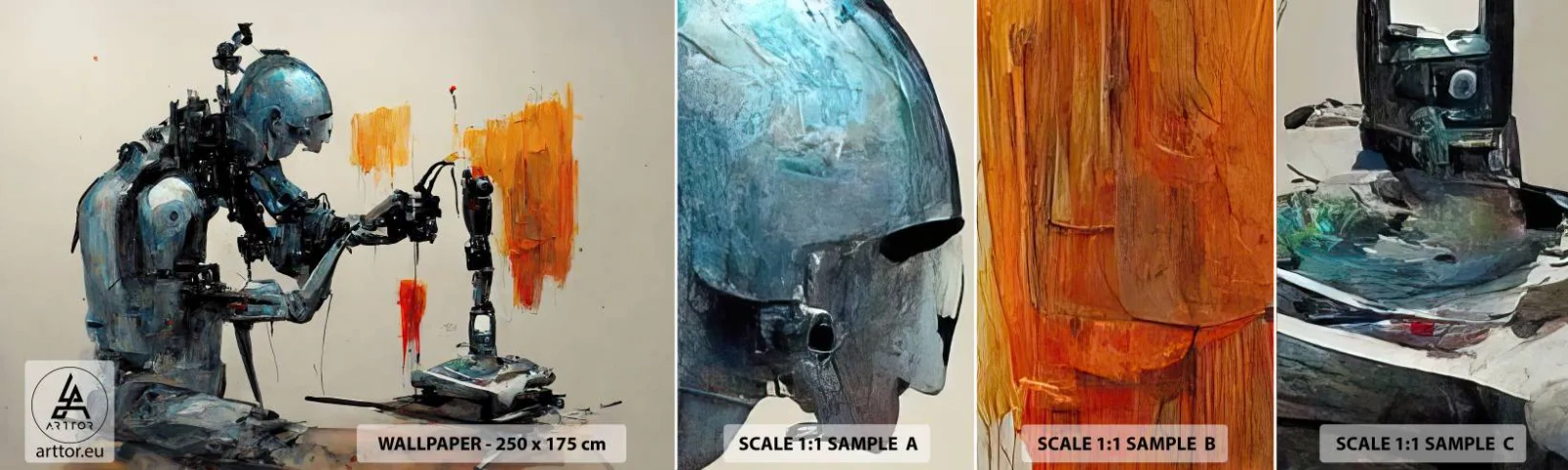 Fototapet Prøve Standard Eco - Kommer i morgen... - Kunstner, Kunstig intelligens, Robot - 100x30 cm