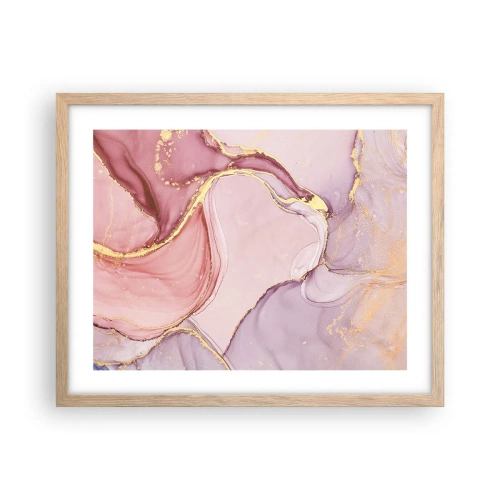Plakat i ramme af lyst egetræ - Et kærtegn af farver - 50x40 cm