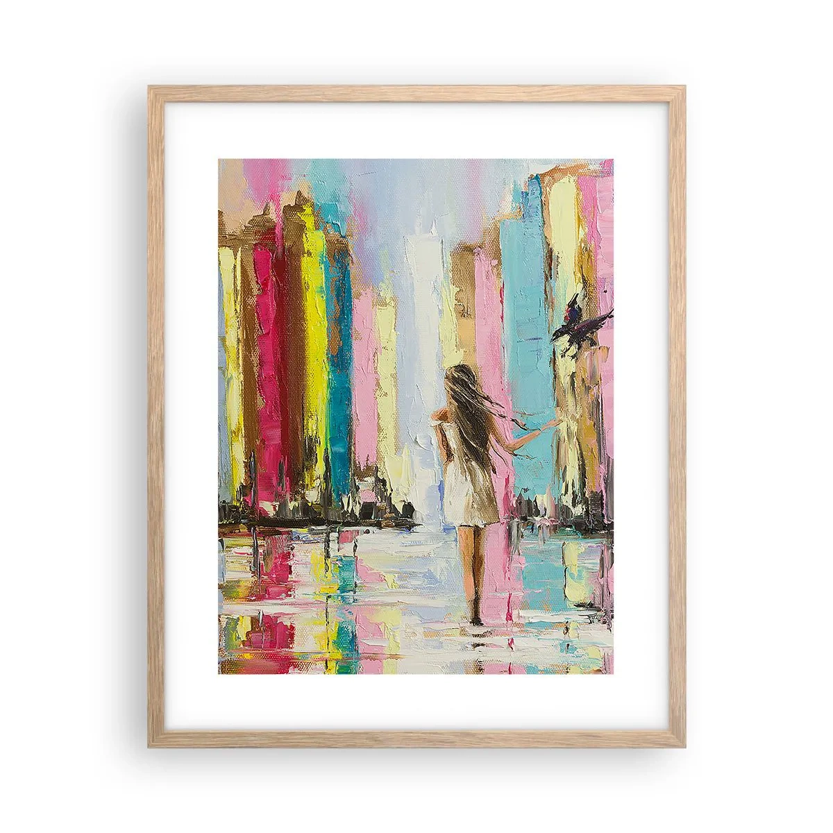 Plakat i ramme af lyst egetræ - Følg mig - 40x50 cm