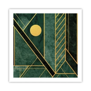 Plakat - Dynamikken i guld og azurblå - 60x60 cm