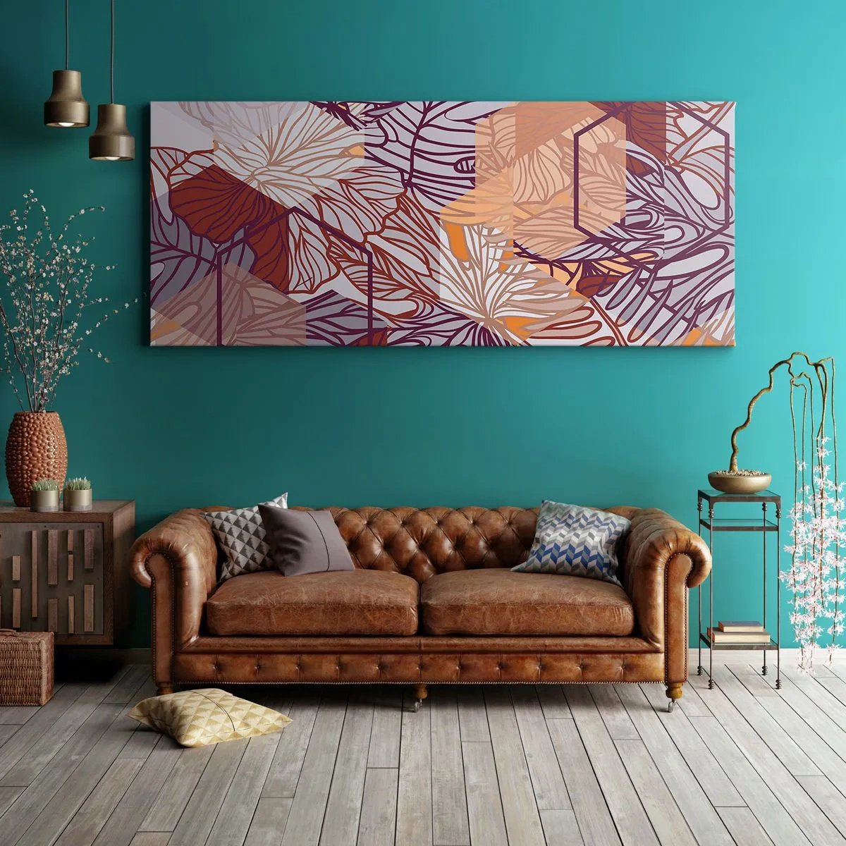 Lærredstryk - Billede på lærred - Umuligt forhold mellem geometri og natur - 90x30 cm