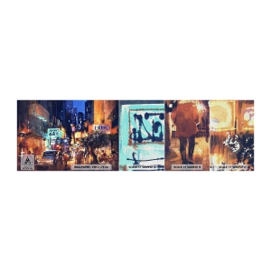 Prøve Fototapet Premium Canvas - Og byen sover ikke - By, Mennesker, Arkitektur - 100x30 cm