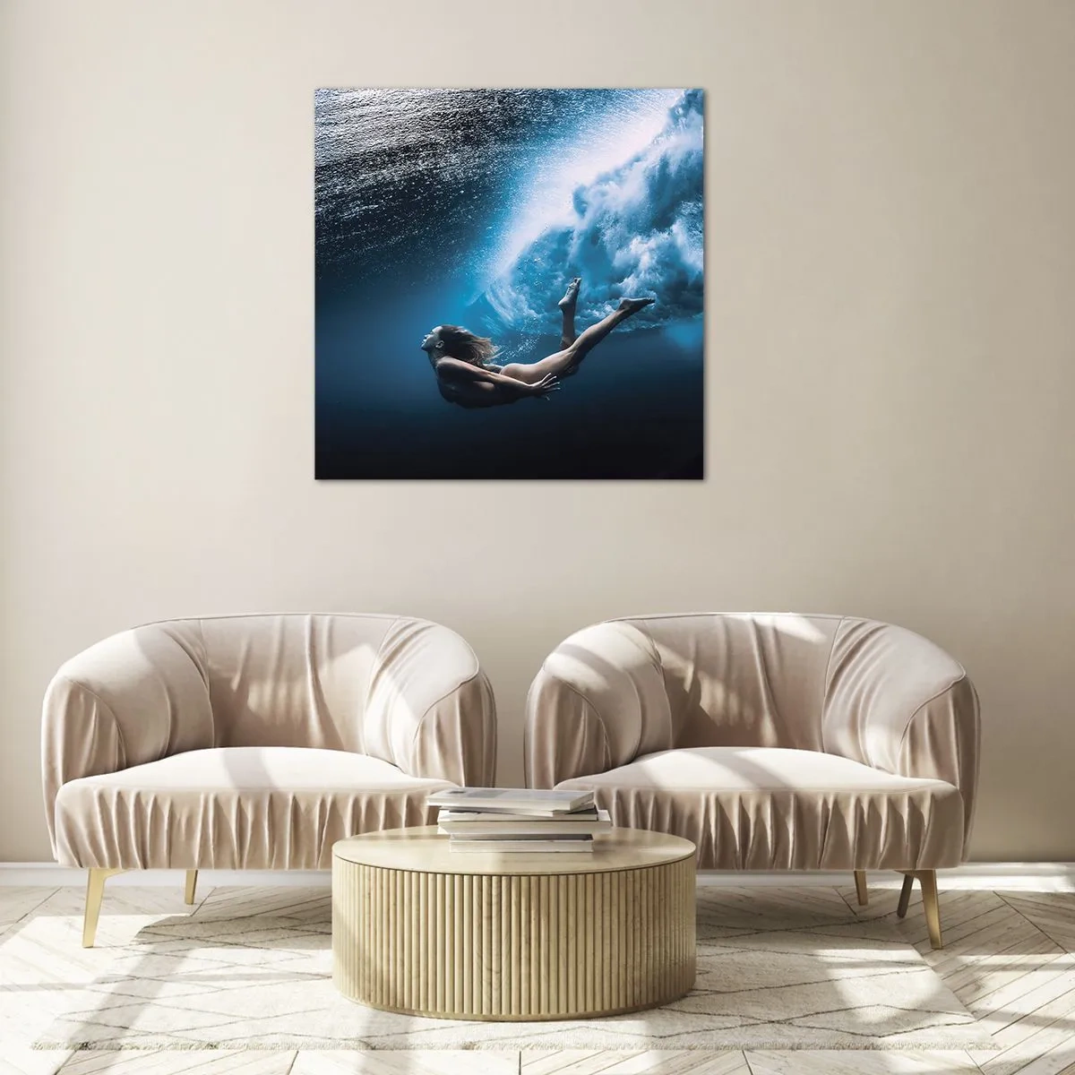 Billede på glas - Den moderne havfrue - 40x40 cm