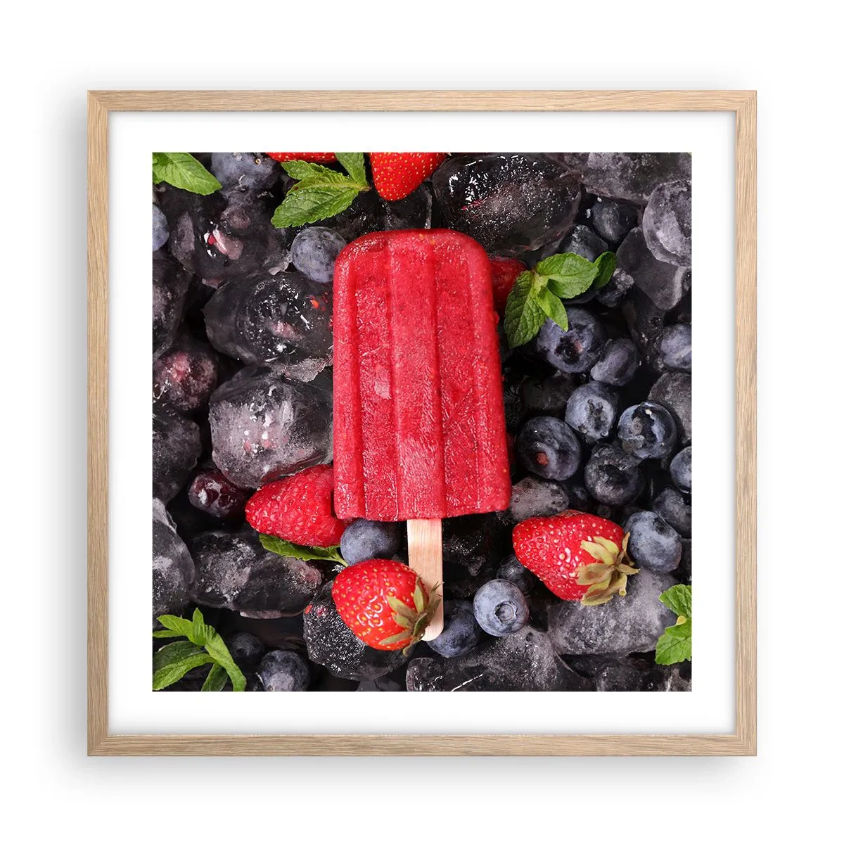 Plakat i ramme af lyst egetræ - En smag af varm sommer - 50x50 cm