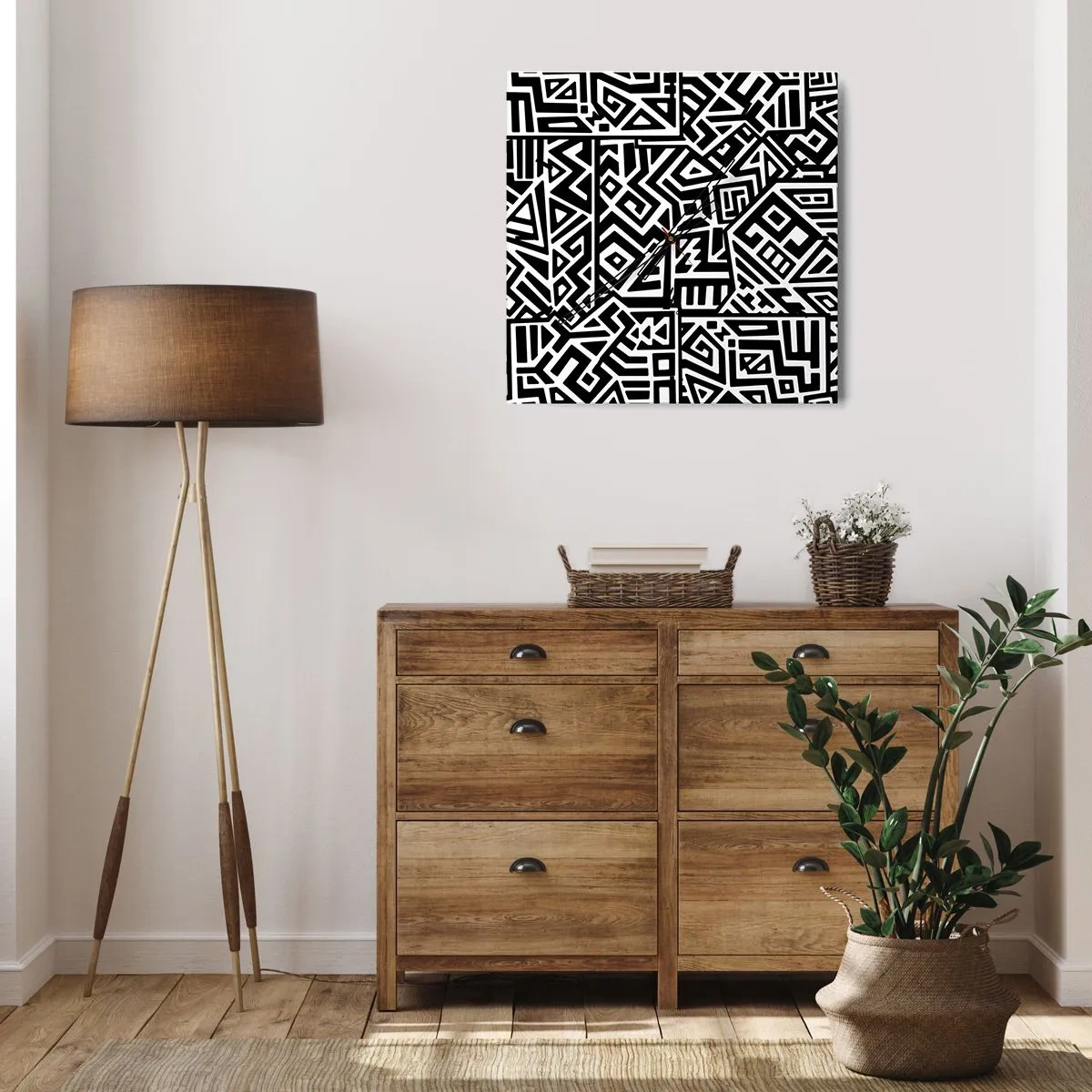 Vægur, Uret - Præcolumbiansk sammensætning - 30x30 cm