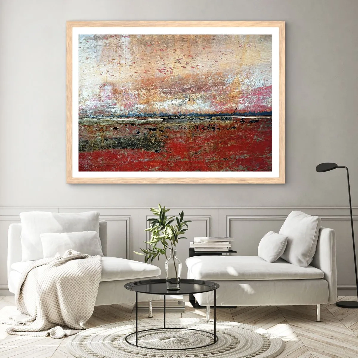 Plakat i ramme af lyst egetræ - Måske er det havet - 100x70 cm