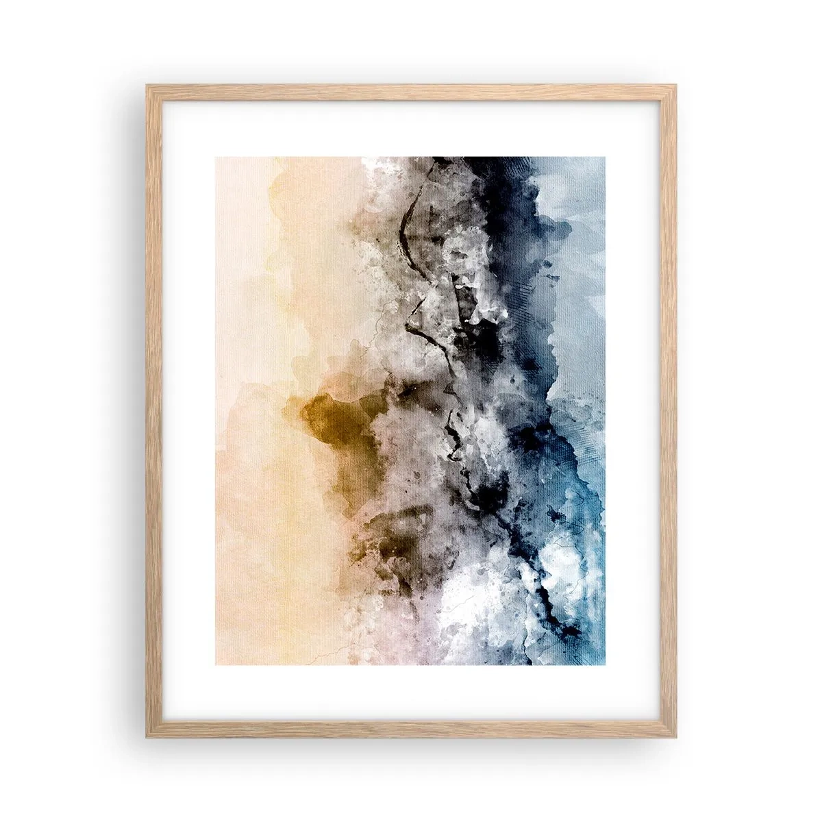 Plakat i ramme af lyst egetræ - Sænket i en tågesvirvel - 40x50 cm