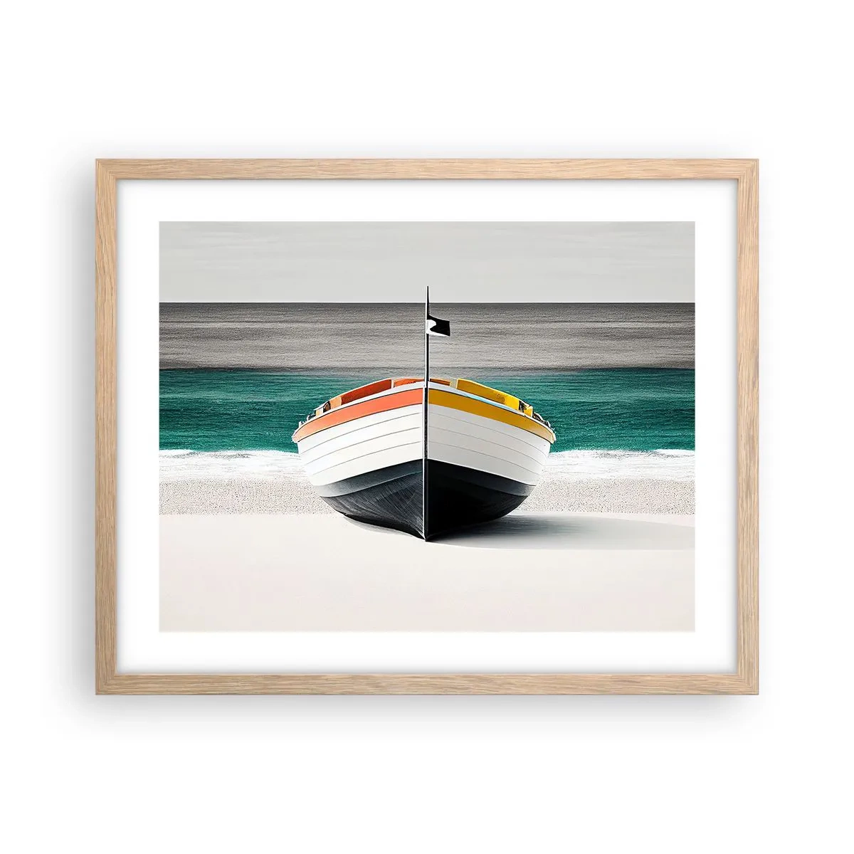 Plakat i ramme af lyst egetræ - På sin plads - 50x40 cm