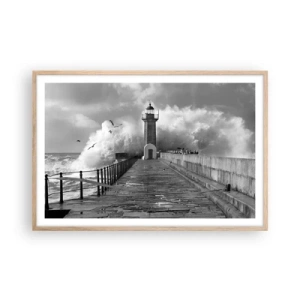 Plakat i ramme af lyst egetræ - Frygtløs  - 91x61 cm