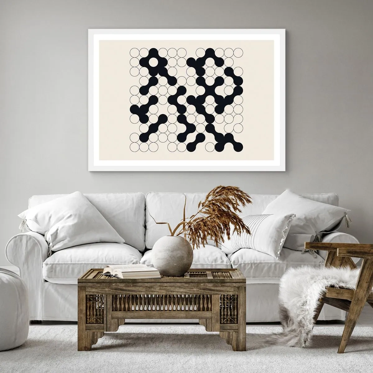 Plakat i hvid ramme - Kinesisk spil - variation - 40x40 cm