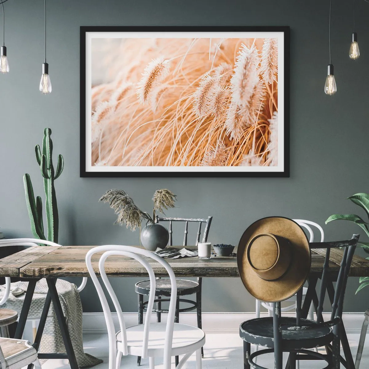 Plakat i sort ramme - Gyldent susen af græsser - 91x61 cm