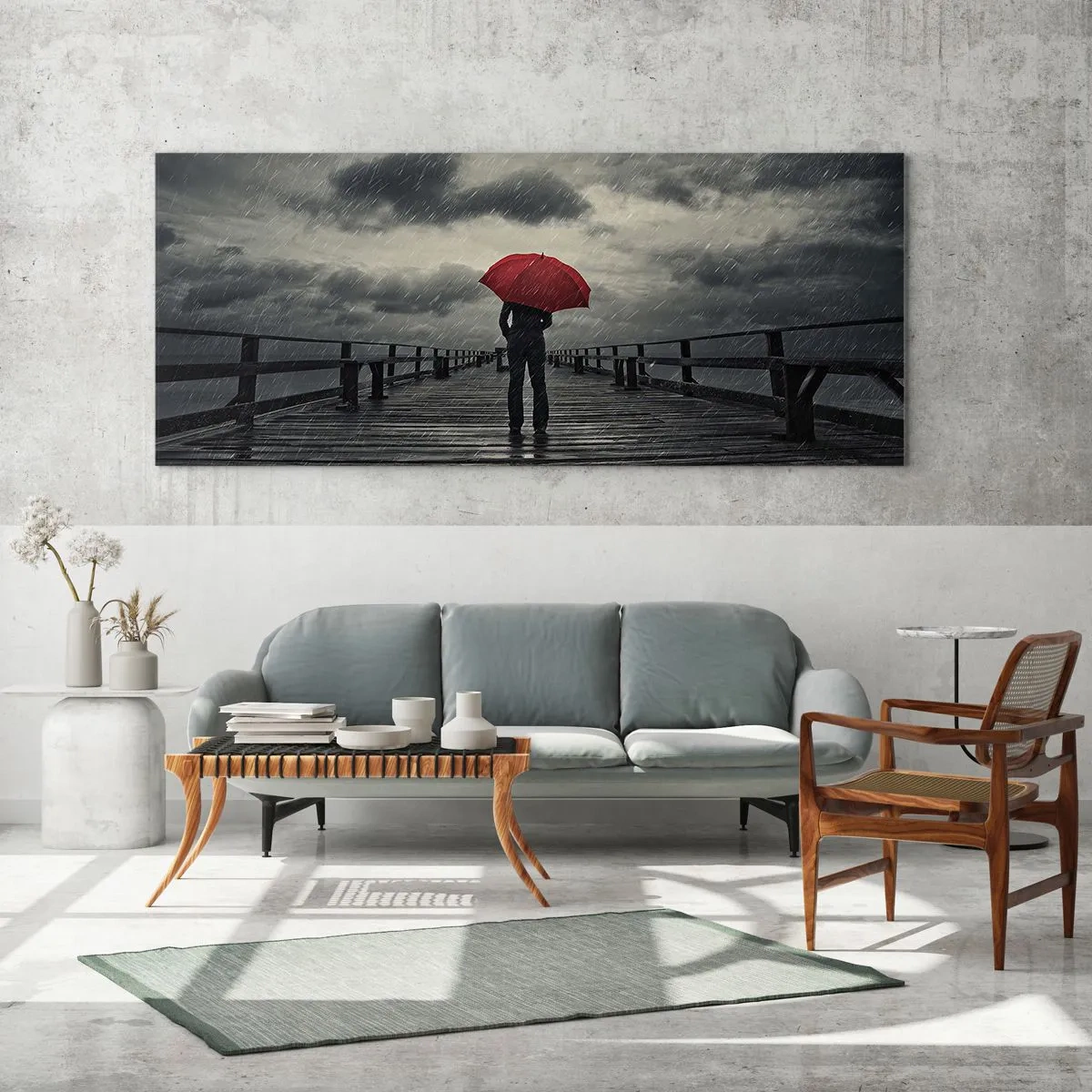 Billede på glas - Det er ingenting, hvis det regner - 120x50 cm
