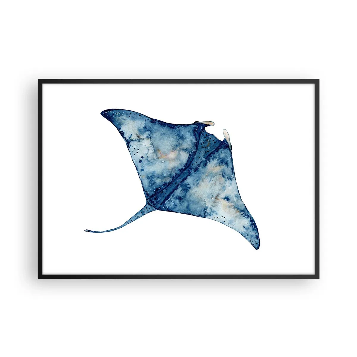 Plakat i sort ramme - Liv i blåt - 100x70 cm