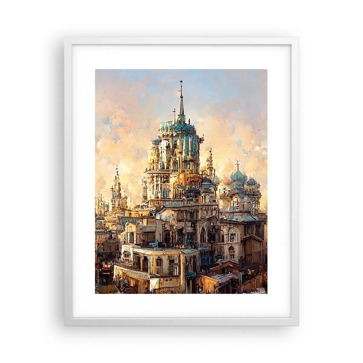 Plakat i hvid ramme - En by af byer - 40x50 cm