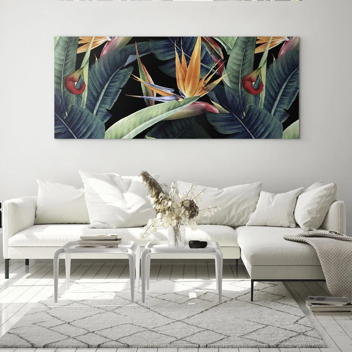 Billede på glas - Flammeblomster i troperne - 120x50 cm