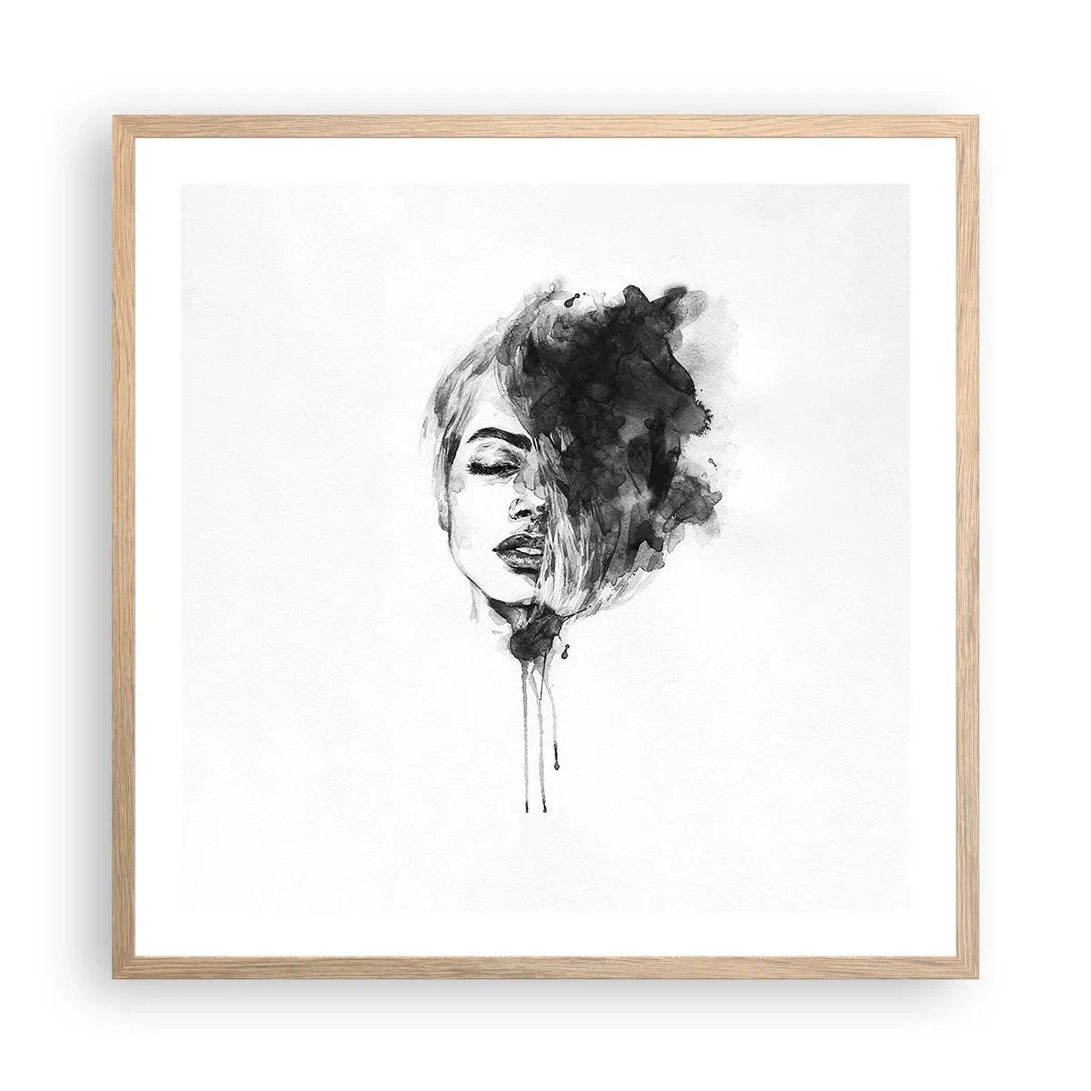 Plakat i ramme af lyst egetræ - Hvad piger drømmer om - 60x60 cm