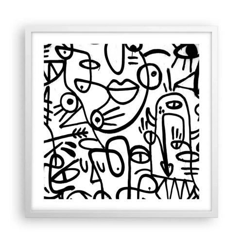 Plakat i hvid ramme - Ansigter og luftspejlinger - 50x50 cm