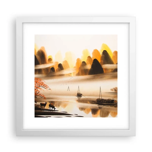 Plakat i hvid ramme - Længere væk end det fjerne Østen - 30x30 cm