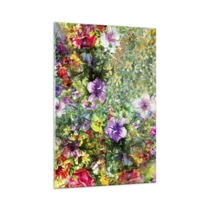 Billede på glas - Ind i blomsterne ved fortabelse - 80x120 cm