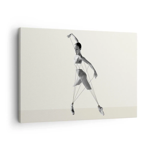 Lærredstryk - Billede på lærred - Ballerina i en geometrisk fortolkning med linjer - 70x50cm - I verdens teater - Moderne vægdekoration til stue og soveværelse ARTTOR