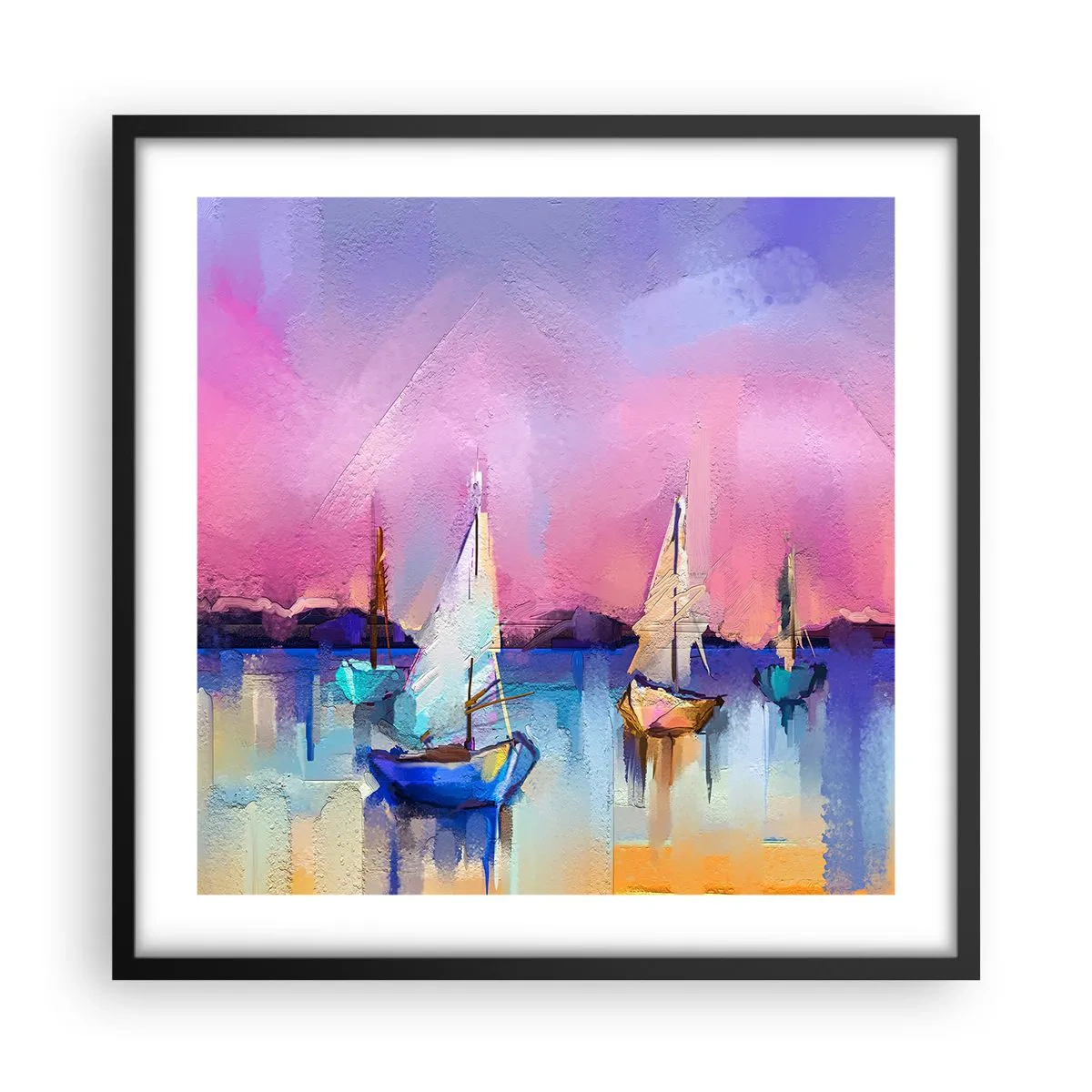 Plakat i sort ramme - Retning: brede farvande - 50x50 cm