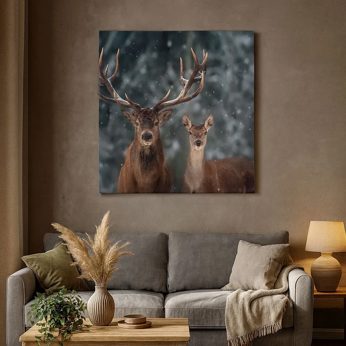 Lærredstryk - Billede på lærred - Skovens herre og hans kone - 30x30 cm