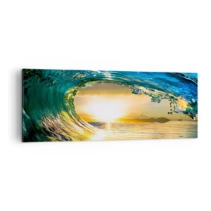 Lærredstryk - Billede på lærred - I smaragdgylden krystal - 140x50 cm