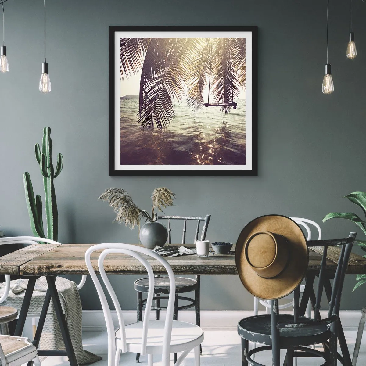 Plakat i sort ramme - Du kan svæve i skyerne efter behag - 60x60 cm