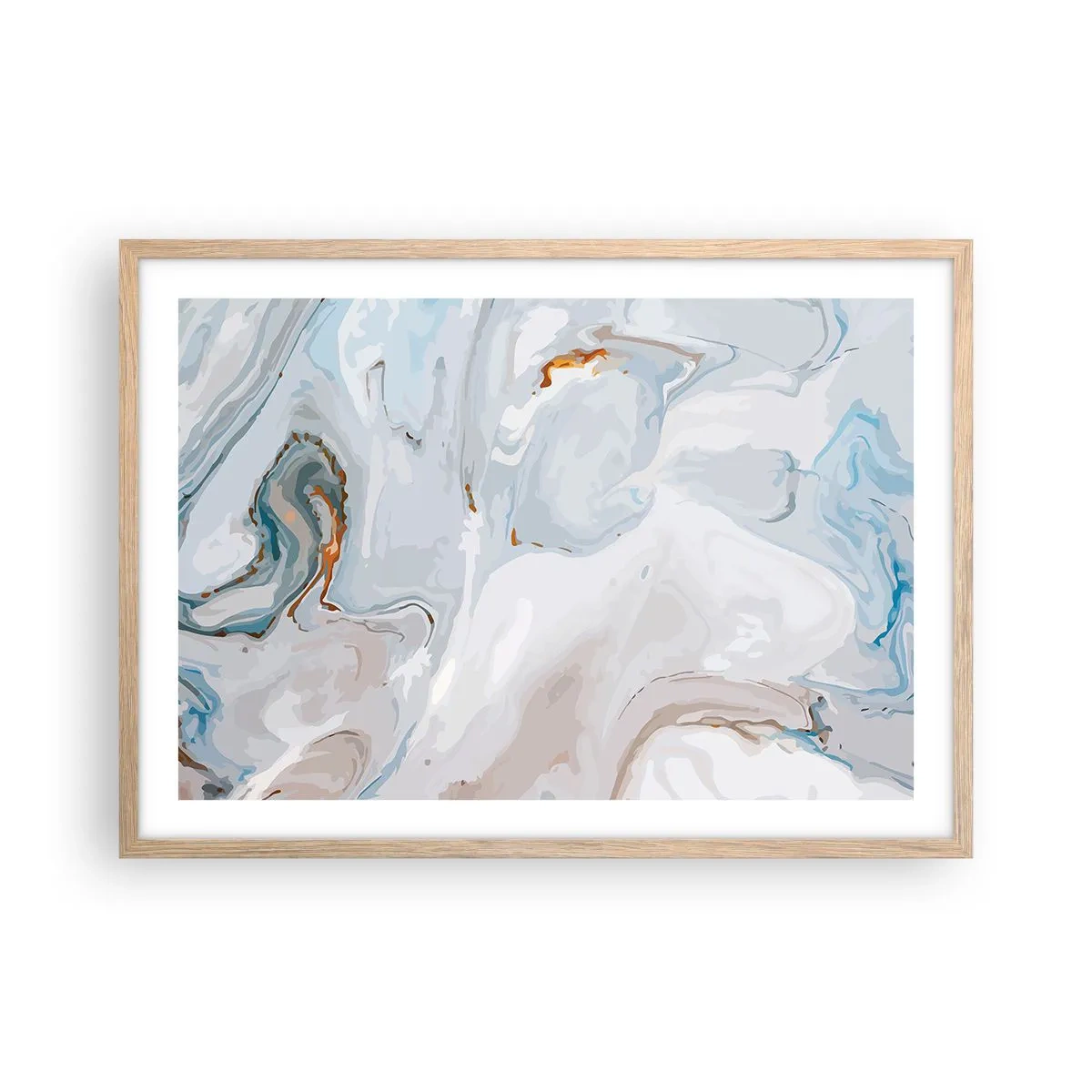 Plakat i ramme af lyst egetræ - Hvid opløftet - 70x50 cm