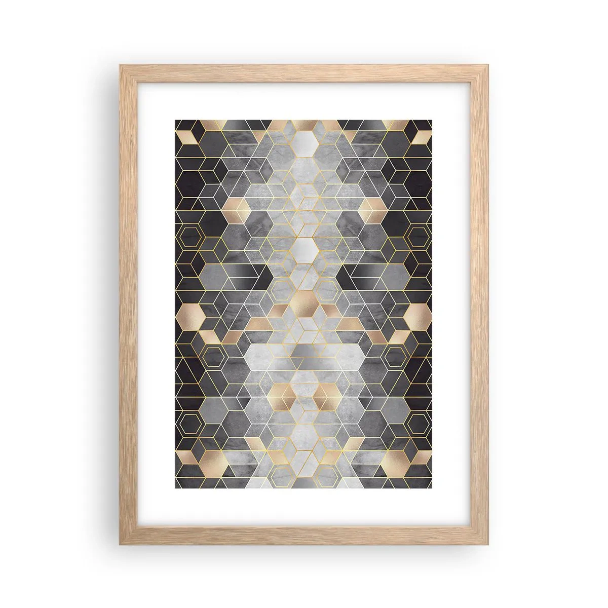 Plakat i ramme af lyst egetræ - Sammensætning af diamanter - 30x40 cm