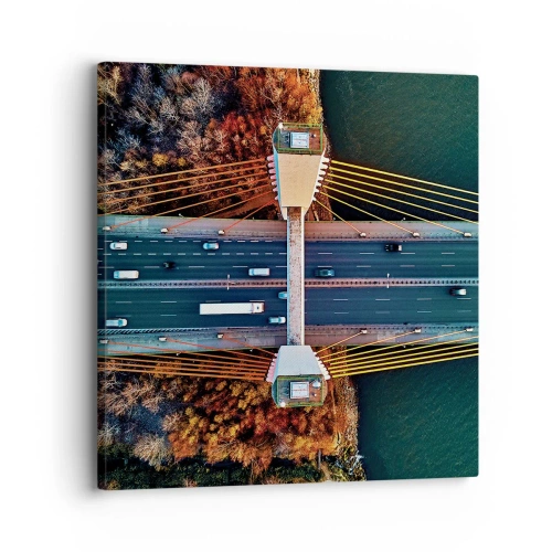 Lærredstryk - Billede på lærred - Bag vandet, bag skovene - 30x30 cm