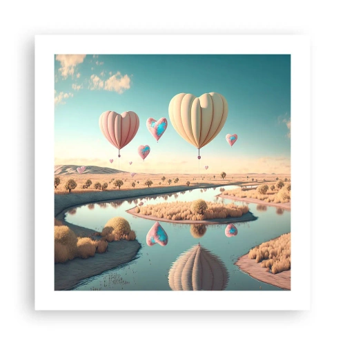 Plakat - Kærlighed lader dig svæve - 50x50 cm
