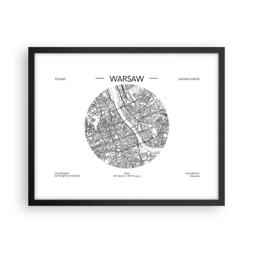 Plakat i sort ramme - Warszawas anatomi - 50x40 cm