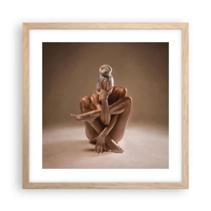 Plakat i ramme af lyst egetræ - Enhed mellem krop og ånd - 40x40 cm
