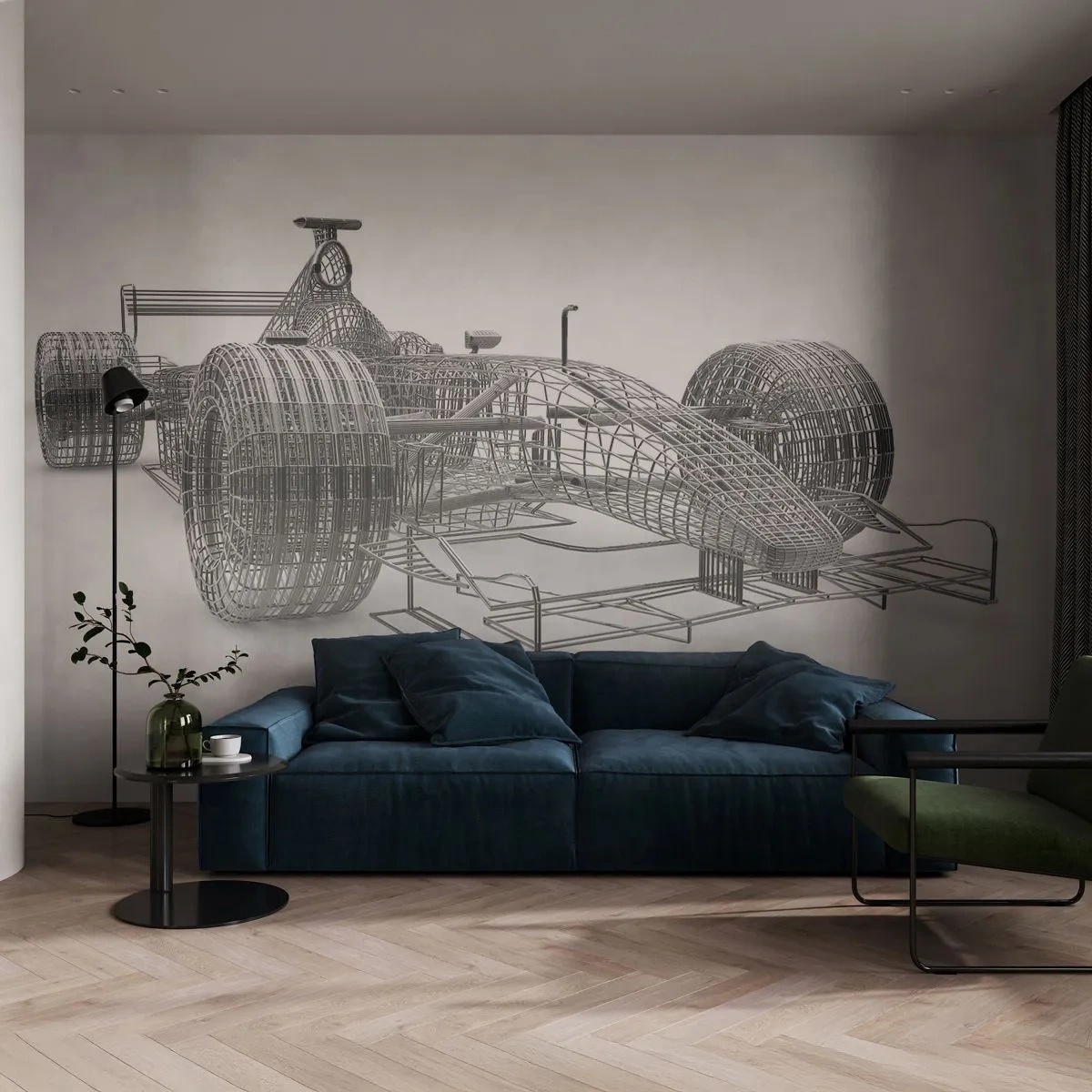 Fototapet Premium Sand - Ideelt design - idéen om dynamik - 3D, Racerbil, Grafik - 500x350 cm