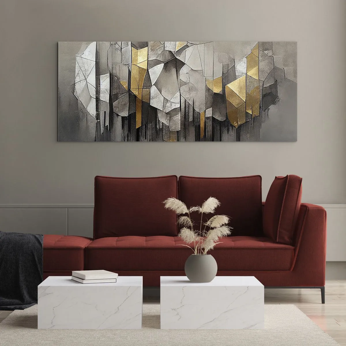 Billede på glas - Komposition lavet af is og lys - 100x40 cm