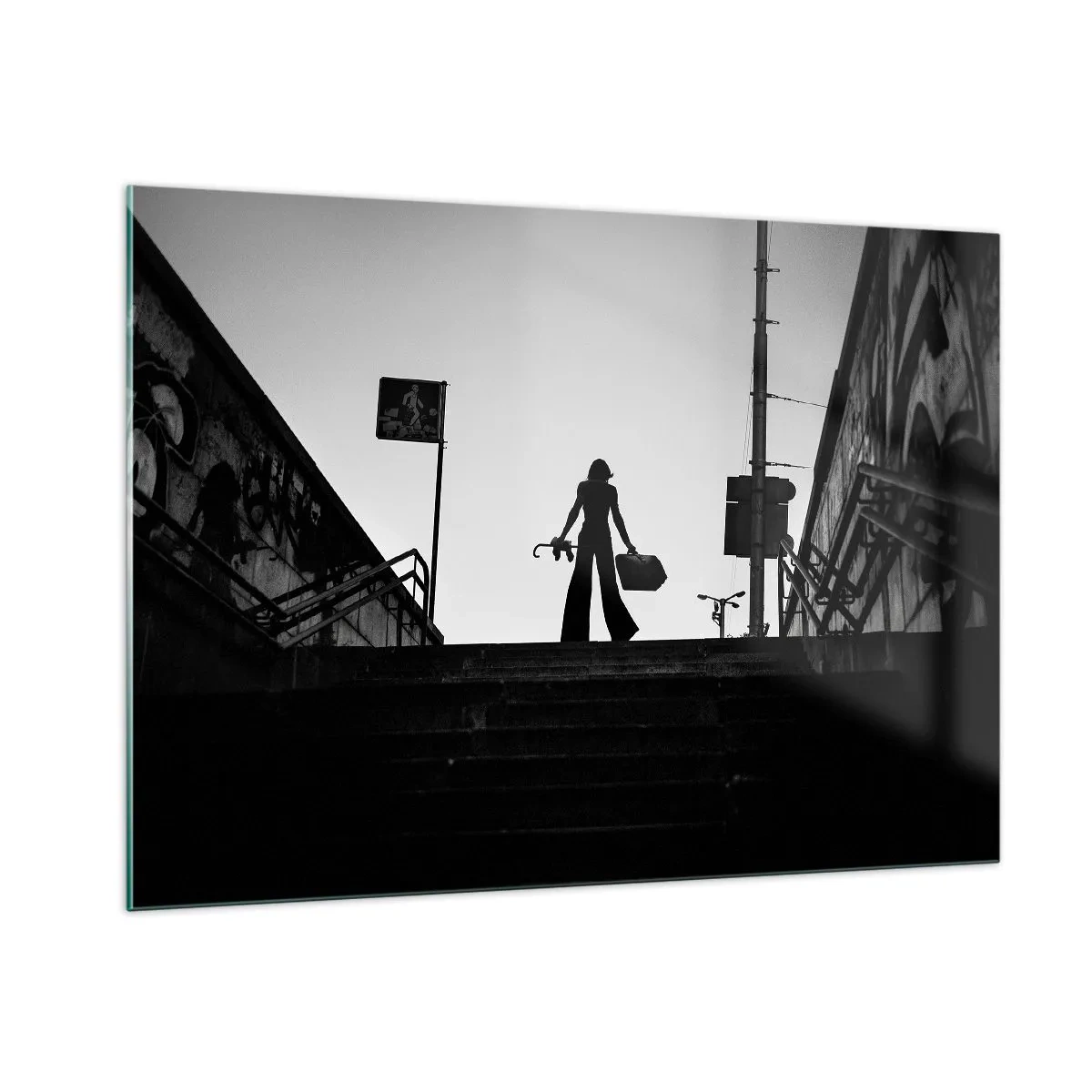 Billede på glas - Vandring i byen - 100x70 cm