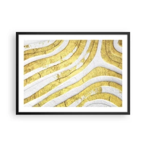 Plakat i sort ramme - Sammensætning i hvidt og guld - 70x50 cm