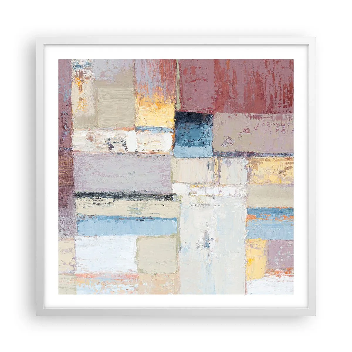Plakat i hvid ramme - Geometriens ro - 60x60 cm