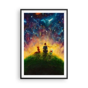 Plakat i sort ramme - Kærlighed og venskab - hele verden - 61x91 cm