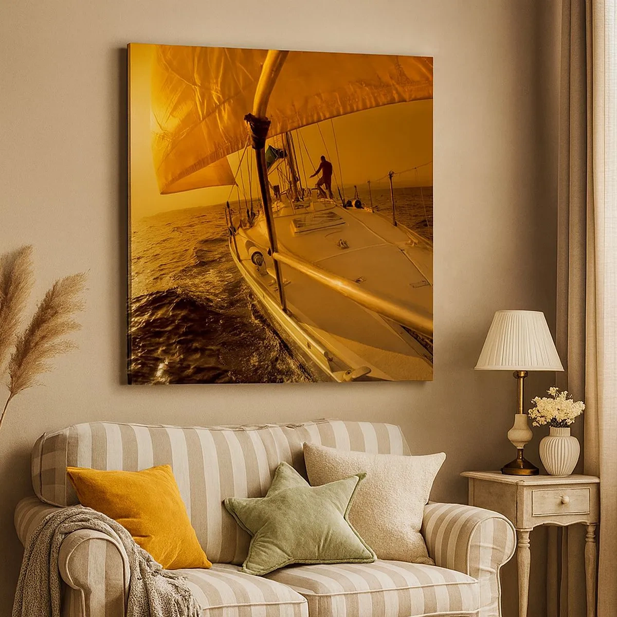 Lærredstryk - Billede på lærred - En gylden aften efter en broget dag - 30x30 cm