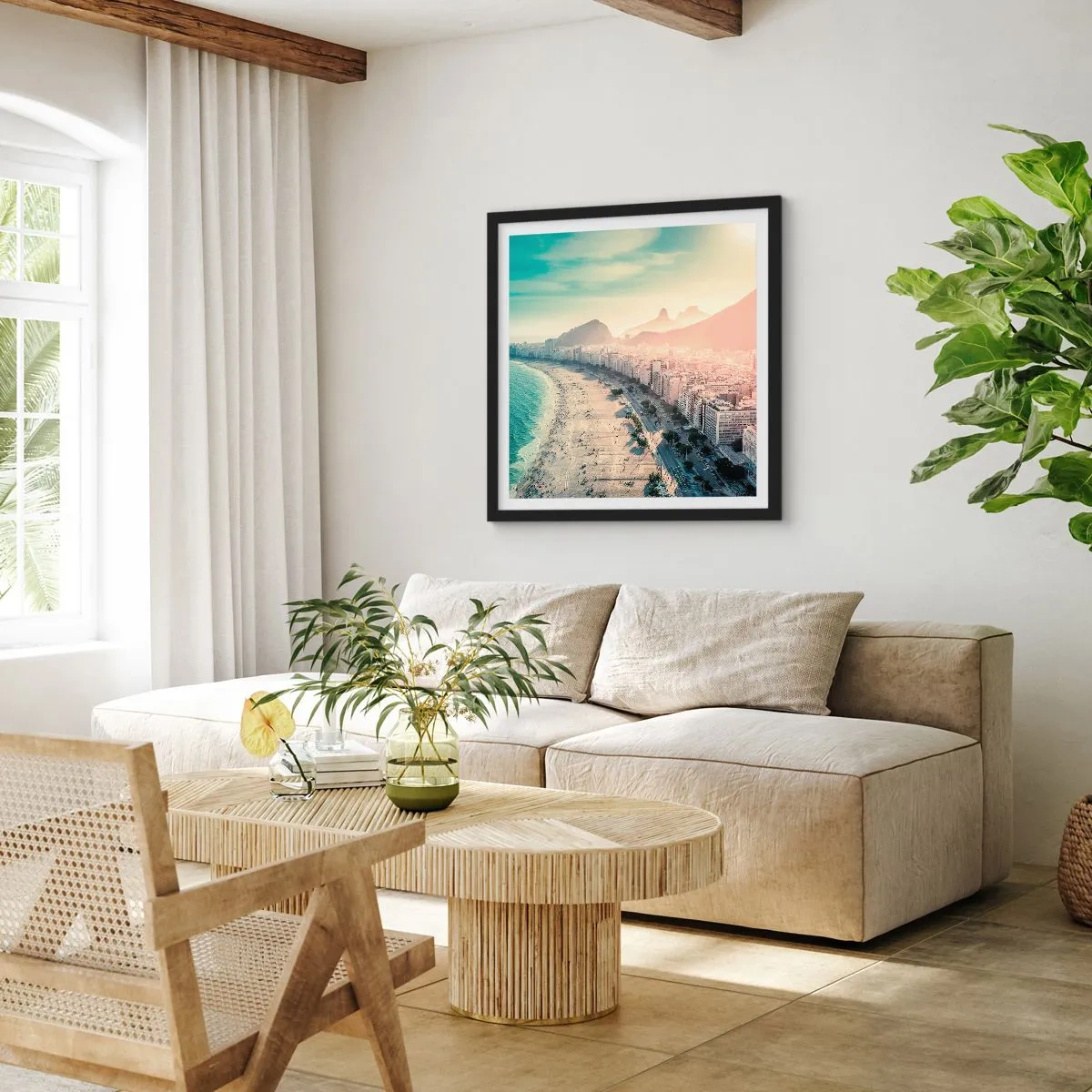 Plakat i sort ramme - Evig ferie i Rio - 60x60 cm
