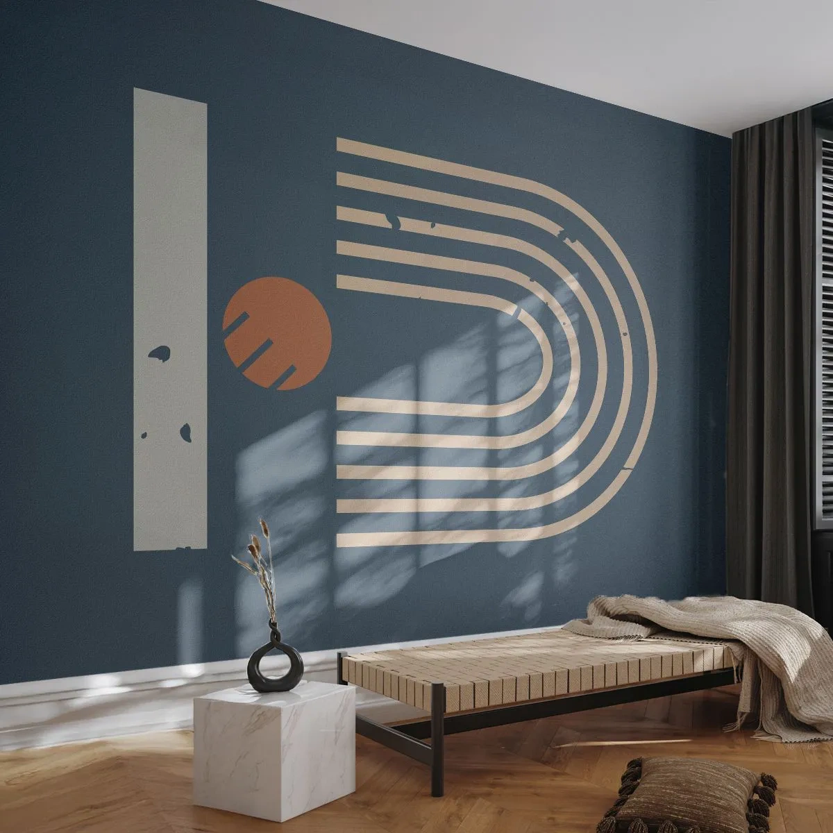 Fototapet Premium Canvas - Geometri på granatæble - Abstraktion, Stykke, Grafik - 200x140 cm