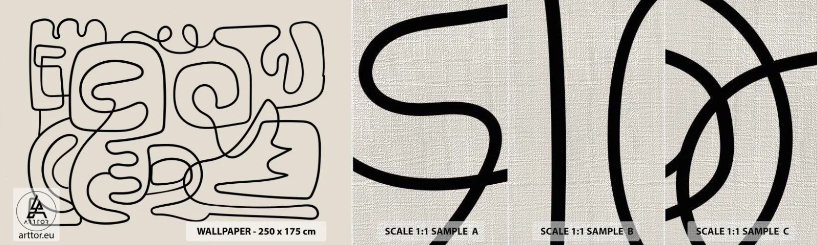 Prøve Fototapet Premium Canvas - På sporet - Abstraktion, Stykke, Lineart - 100x30 cm