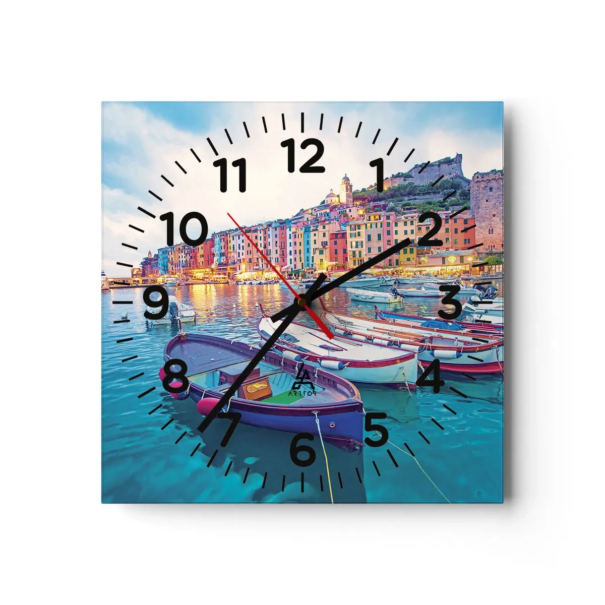 Vægur, Uret - En farverig aften i havnen - 30x30 cm